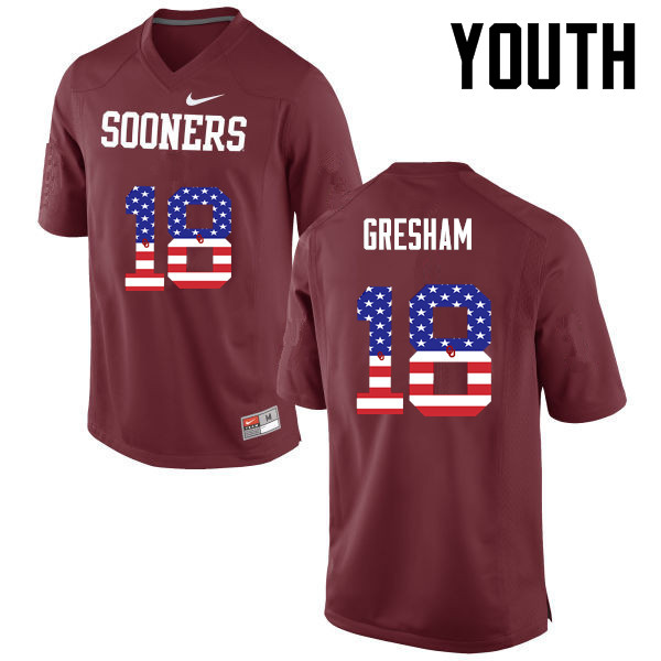 Youth Oklahoma Sooners #18 Jermaine Gresham College Football USA Flag Fashion Jerseys-Crimson - Click Image to Close
